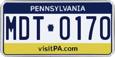 PA license plate MDT0170