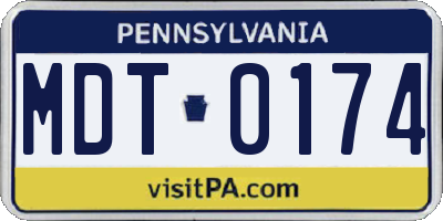 PA license plate MDT0174
