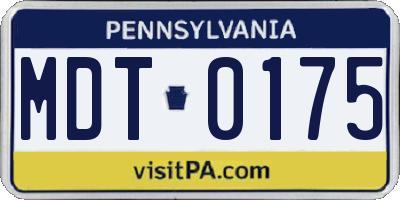 PA license plate MDT0175