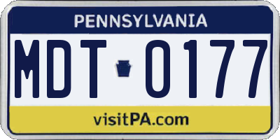 PA license plate MDT0177
