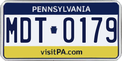 PA license plate MDT0179