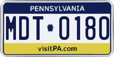 PA license plate MDT0180