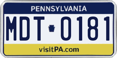 PA license plate MDT0181