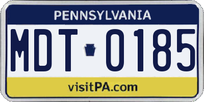 PA license plate MDT0185