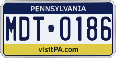 PA license plate MDT0186