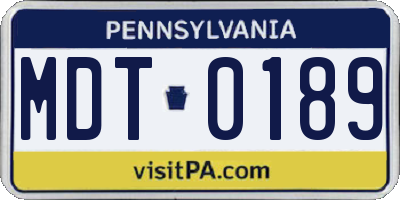 PA license plate MDT0189
