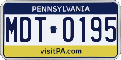 PA license plate MDT0195