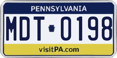 PA license plate MDT0198