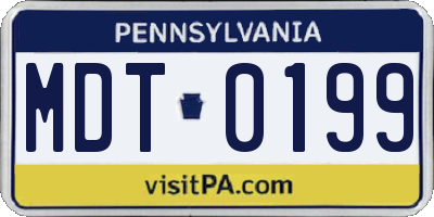 PA license plate MDT0199
