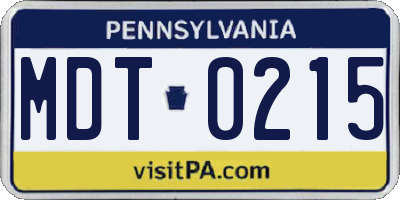 PA license plate MDT0215