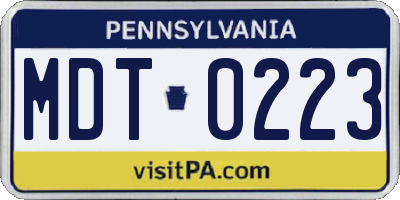 PA license plate MDT0223