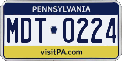 PA license plate MDT0224