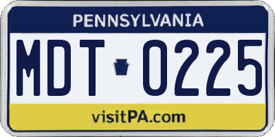 PA license plate MDT0225