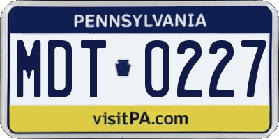 PA license plate MDT0227