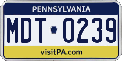 PA license plate MDT0239