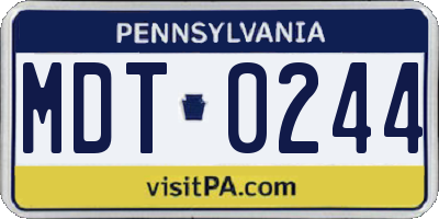 PA license plate MDT0244