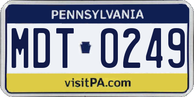 PA license plate MDT0249