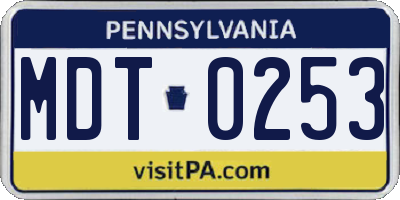 PA license plate MDT0253