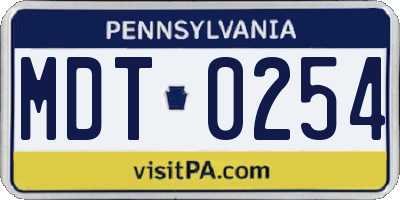 PA license plate MDT0254