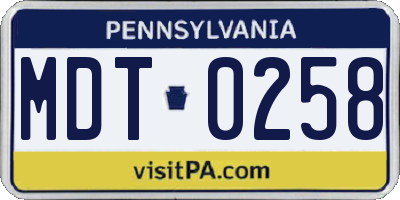 PA license plate MDT0258