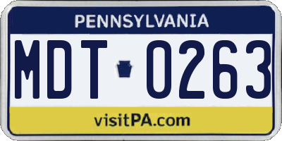 PA license plate MDT0263