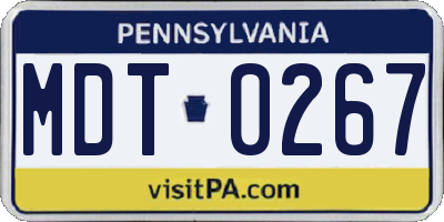 PA license plate MDT0267