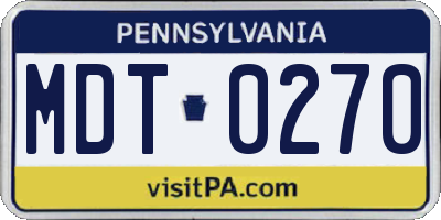 PA license plate MDT0270