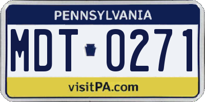 PA license plate MDT0271
