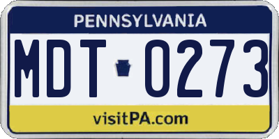 PA license plate MDT0273
