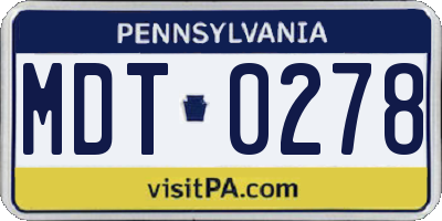 PA license plate MDT0278