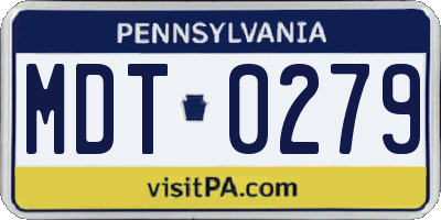 PA license plate MDT0279