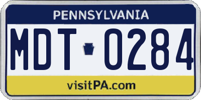 PA license plate MDT0284