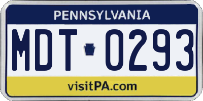PA license plate MDT0293
