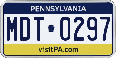 PA license plate MDT0297