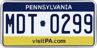 PA license plate MDT0299