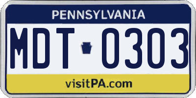 PA license plate MDT0303