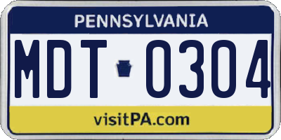 PA license plate MDT0304
