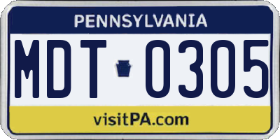 PA license plate MDT0305
