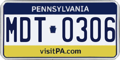 PA license plate MDT0306