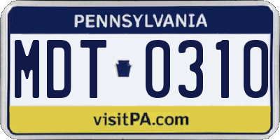 PA license plate MDT0310