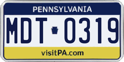 PA license plate MDT0319