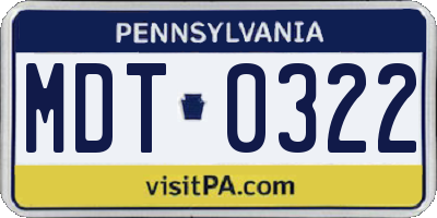 PA license plate MDT0322