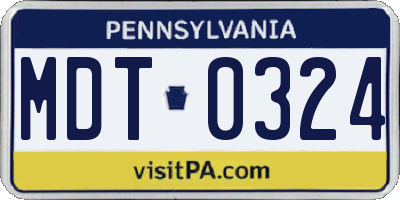 PA license plate MDT0324