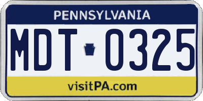 PA license plate MDT0325