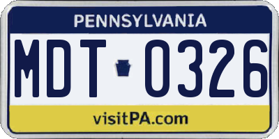 PA license plate MDT0326