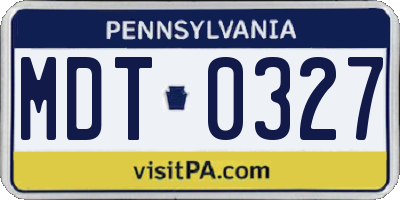PA license plate MDT0327