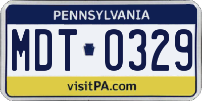PA license plate MDT0329