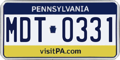 PA license plate MDT0331