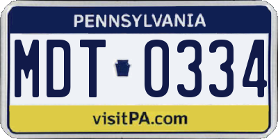 PA license plate MDT0334