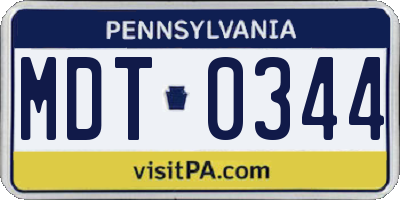 PA license plate MDT0344